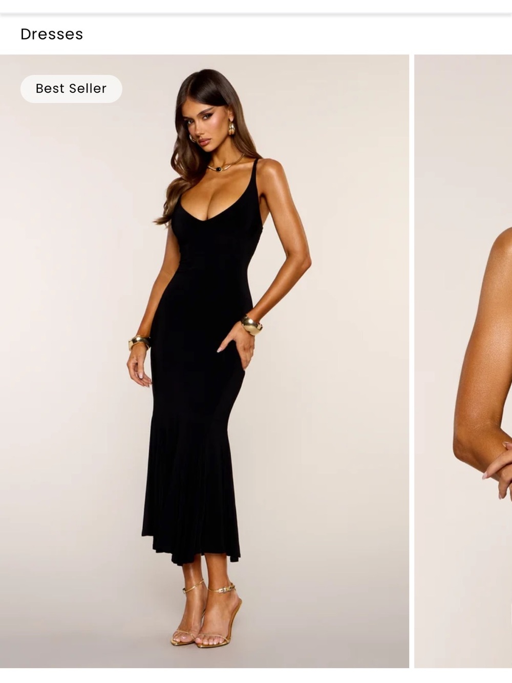 ISO — Sculpted V-Neck Bodycon Midi Dress (black)